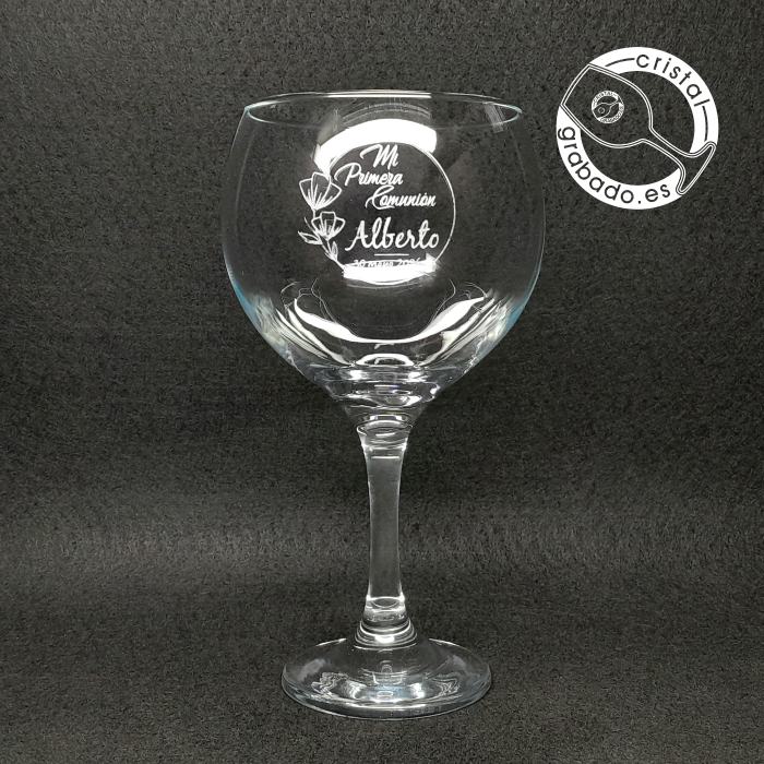 Copa de gin tonic pesonalizada con motivo de la Primera Comunión de Alberto