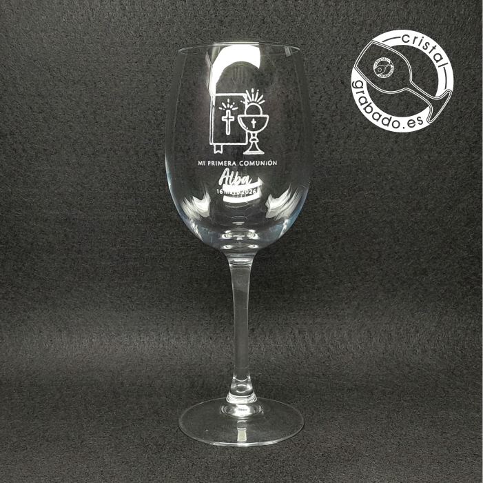 Copa de vino personalizada con motivo de la Primera Comunión de Alba